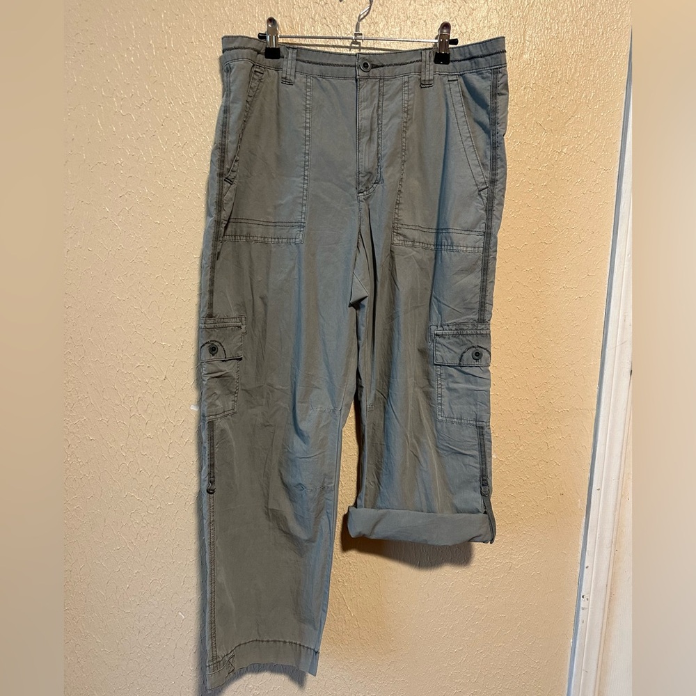 Pilcro Anthropologie Green Cargo Utility Pants Size 31‎ Adjustable Length